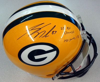 Jordy Nelson Signed Packers Full Sized Helmet with "SB XLV Champs, 140yds 1td" Inscription (PSA/DNA)