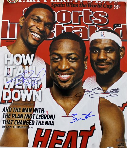 Miami Heat: LeBron James, Chris Bosh & Dwyane Wade Signed 16" x 20" Color Photo