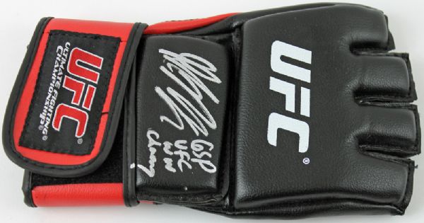 George St. Pierre Signed UFC Glove with "GSP UFC WW Champ" Inscription