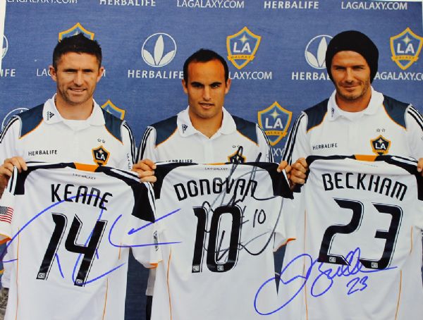 LA Galaxy: Beckham, Donovan & Keane Signed 11" x 14" Color Photo