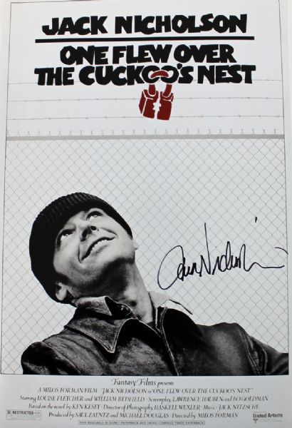 Jack Nicholson Signed "Cukoos Nest" 12" x 18" Photo Poster