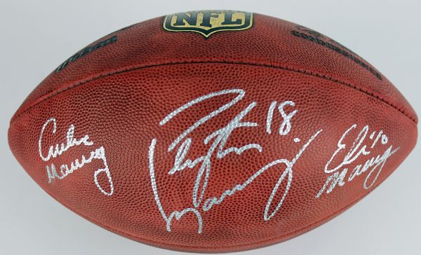 The Mannings: Archie, Peyton & Eli Signed NFL Leather Game Model Football