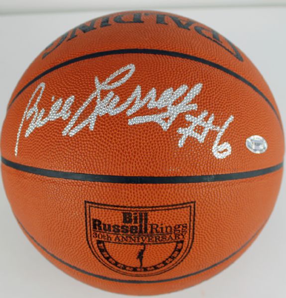 Bill Russell Signed NBA Leather Game Model Basketball with Commemorative Engraving (Russell Holo)