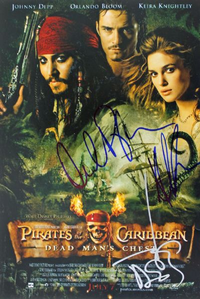 "Pirates of the Carribean" Signed 8x10 Color Photo with Depp, Bloom & Knightley