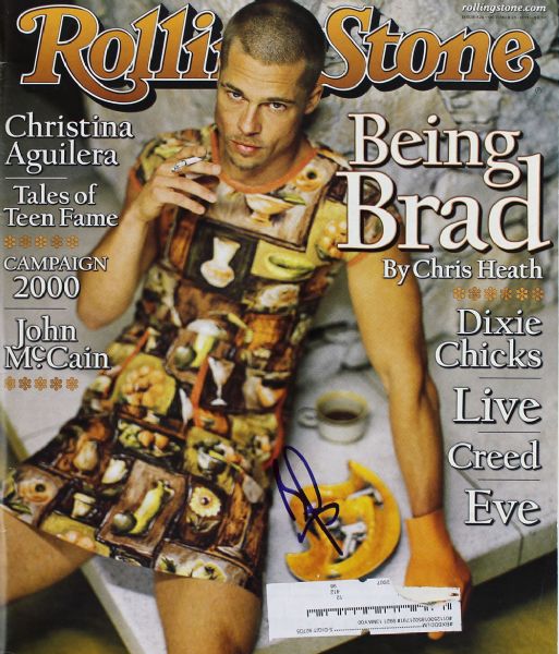 Brad Pitt Signed October 1999 Rolling Stone Magazine