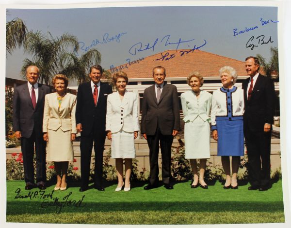 U.S. Presidents & First Ladies Impressive Multi Signed 8" x 10" Color Photo - Includes Reagans, Bushs, Carters & Fords!(JSA)