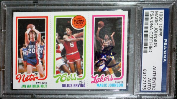 Magic Johnson Signed 1980 Topps Rookie Card (PSA/DNA Encapsulated)