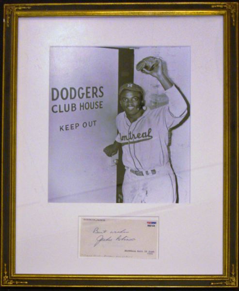 Jackie Robinson Signed Government Postcard in Custom Display (PSA/DNA)