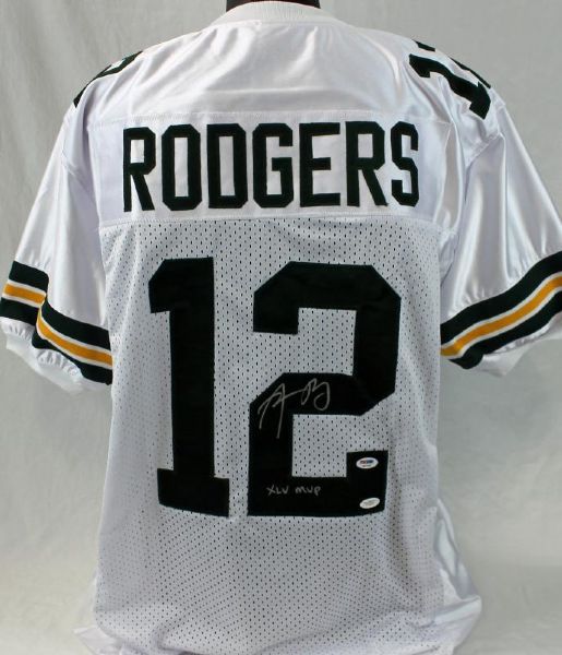 Aaron Rodgers Signed Packers Pro Style Jersey with "XLV MVP" Inscription (JSA + PSA/DNA)