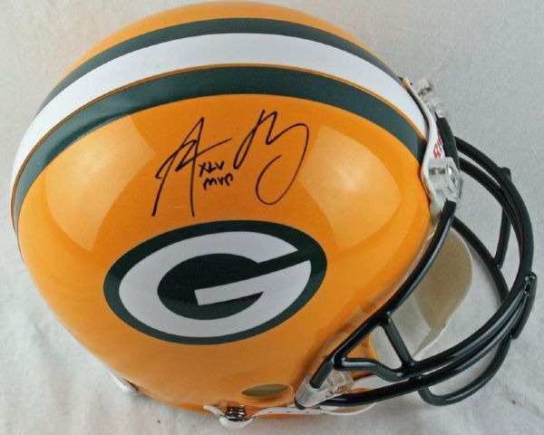 Aaron Rodgers Signed Green Bay Packers Full Sized Helmet with "XLV MVP" Inscription (PSA/DNA)
