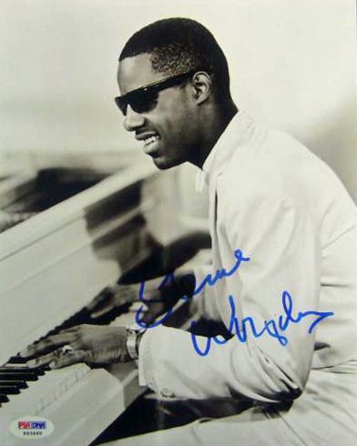 Stevie Wonder Rare In-Person Signed 8" x 10" B&W Photo (PSA/DNA)