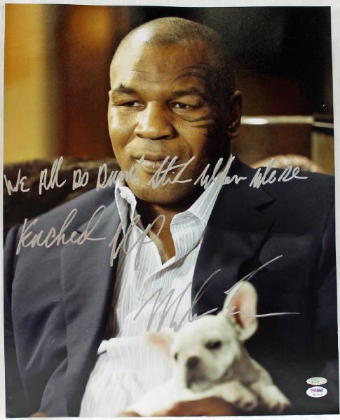 Mike Tyson Signed "Hangover" 16x20 Photo with "We All Do Dumb S**t When We are F**ked Up" Inscription (PSA/DNA + TriStar)