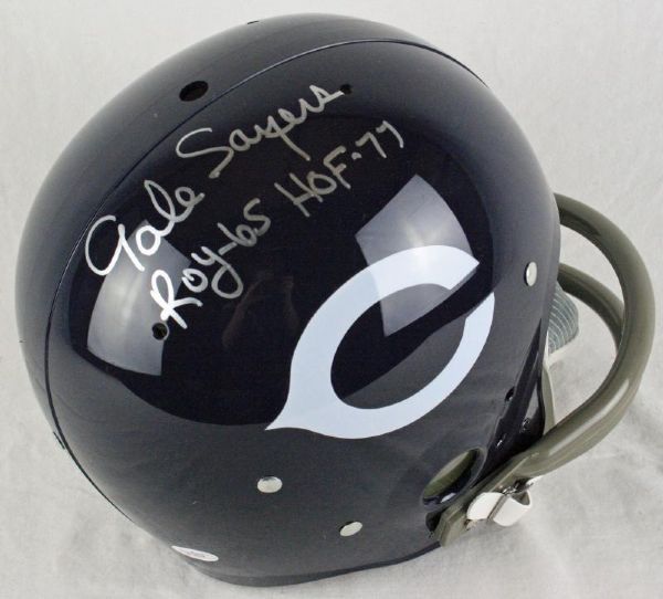 Gale Sayers Signed Chicago Bears Full Sized Helmet w/"ROY 65, HOF 77" Insc. (JSA)
