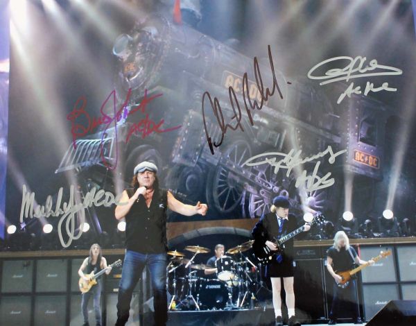 AC/DC Group Signed 11" x 14" Color Photo (5 Sigs)