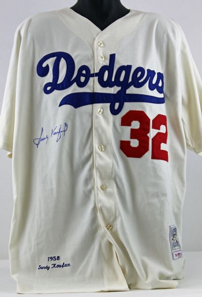 Sandy Koufax Signed 1958 Mitchell & Ness Brooklyn Dodgers Vintage Model Jersey (PSA/DNA)