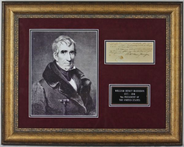 President William Henry Harrison Signed Document in Framed Display (JSA)