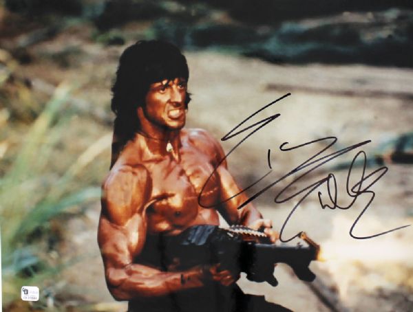 Sylvester Stallone Signed 11" x 14" Color Photo as "Rambo"