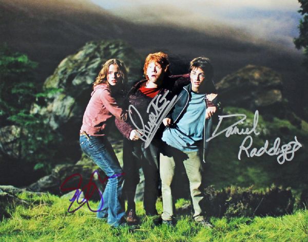 Harry Potter: Daniel Radcliffe, Rupert Grint & Emma Watson Signed 11" x 14" Color Photo