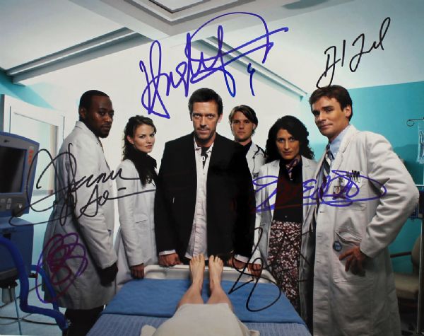 "House" Cast Signed 11" x 14" Color Photo (6 Signatures)