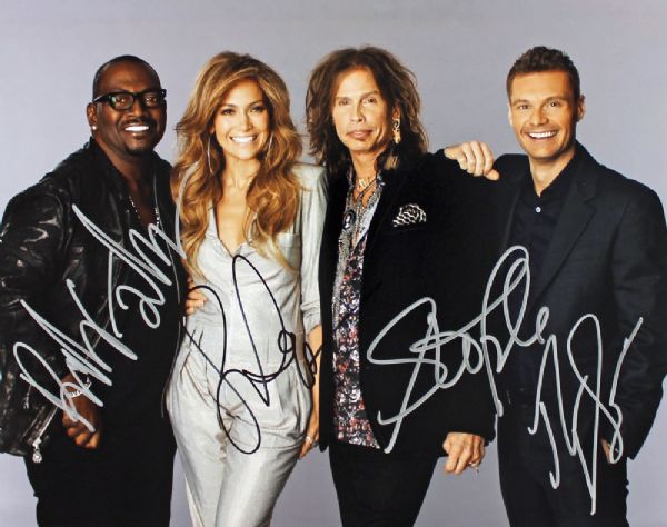 American Idol Cast Signed 11" x 14" Color Photo w/Seacrest, Tyler, Lopez & Jackson
