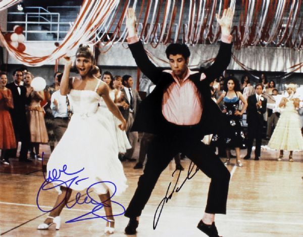 "Grease": John Travolta & Olivia Newton John Signed 11" x 14" Color Photo