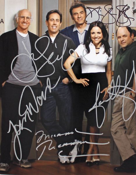 "Seinfeld" Cast Signed 11" x 14" Color Photo with Larry David!
