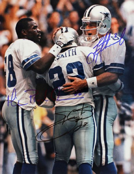 Dallas Cowboys "Big Three" Signed 11" x 14" Color Photo with Aikman, Emmitt & Irvin