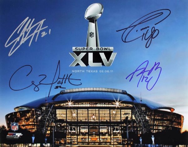Packers Stars Signed Super Bowl XLV 11" x 14" Color Photo with Rodgers, Matthews, Woodson & Driver