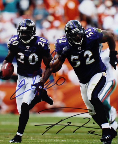 Ravens Stars: Ray Lewis & Ed Reed Dual Signed 8" x 10" Color Photo