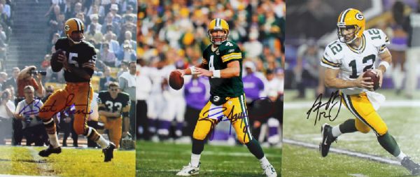 Packer Greats Signed 8x10 Photo Lot with Starr, Favre & Rodgers