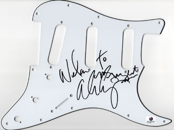 Alice Cooper Signed Stratocaster Pickguard with "Welcome to My Nightmare" Inscription