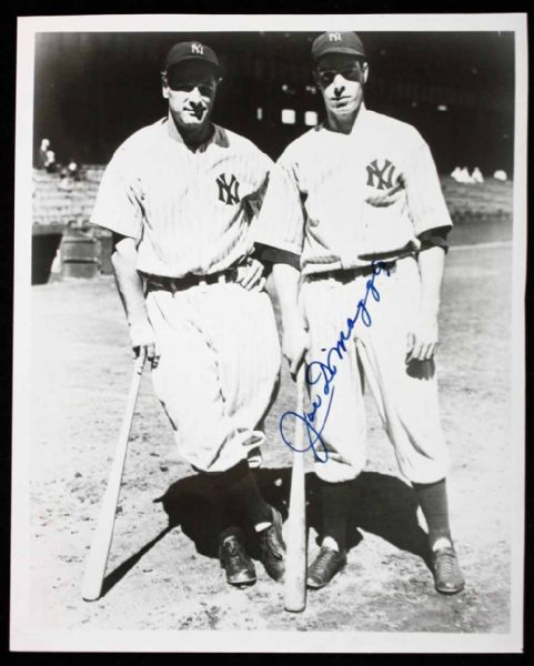 Joe DiMaggio Signed 8" x 10" Photo with Lou Gehrig (JSA)