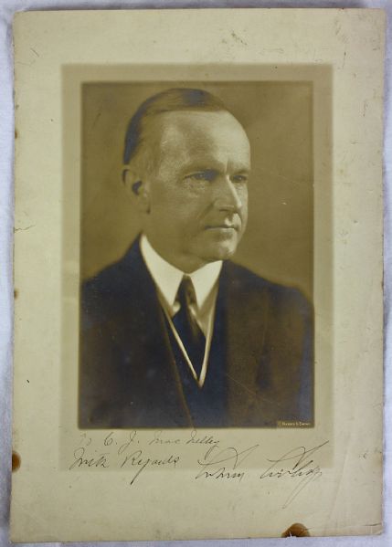 President Calvin Coolidge Signed Vintage 9.75" x 13" Harrison & Ewing Portrait Photograph (PSA/DNA)