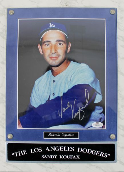 Sandy Koufax Signed 8" x 10" Color Photo in Custom Plaque Display