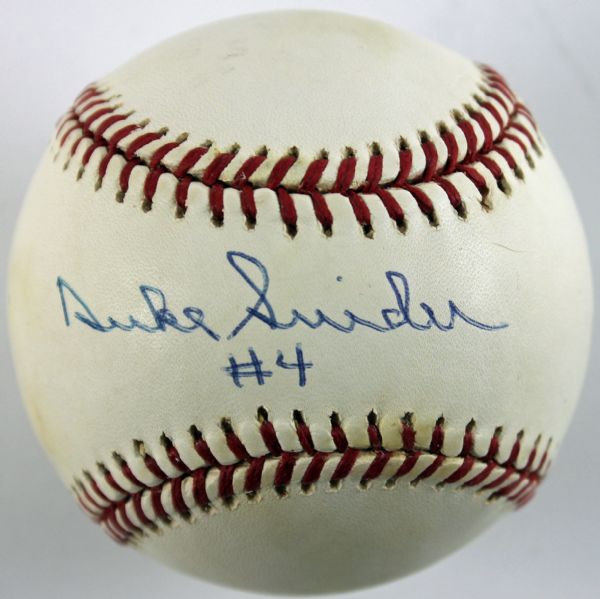 Duke Snider Signed ONL Baseball with "#4" Inscription (JSA)