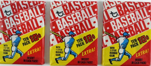 1970 Topps Baseball: Lot of Three (3) Unopened Wax Packs
