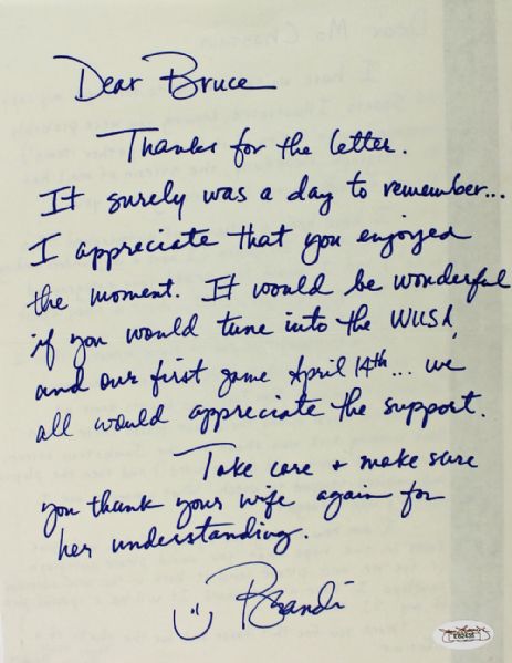 Brandi Chastain Handwritten & Signed Letter (JSA)