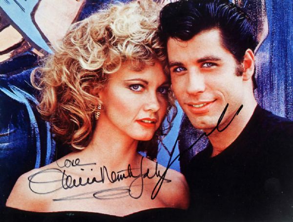 Grease: John Travolta & Olivia Newton-John Signed 8" x 10" Color Photo