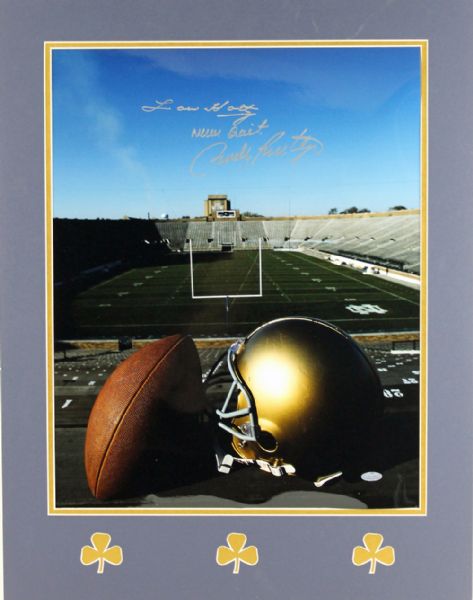 Notre Dame: Lou Holtz & Rudy Ruttiger Signed 16" x 20" Color Photo Display