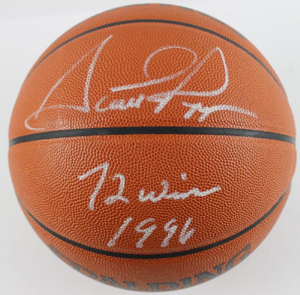Scottie Pippen Signed Spalding Leather NBA Basketball with "72 Wins in 1996" Inscription