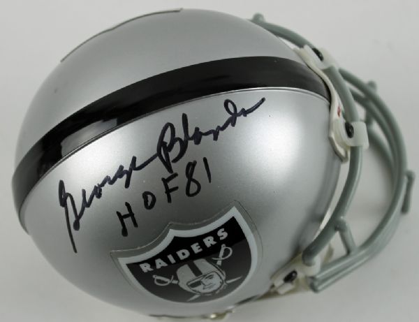 George Blanda Signed Raiders Mini Helmet with "HOF 81" Inscription