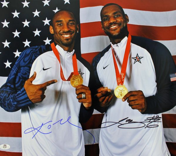 Kobe Bryant & LeBron James Dual Signed 16" x 20" Color Photo