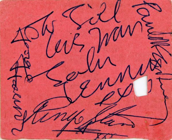 The Beatles Group Signed Backstage Pass from The Great Pop Prom - September 15, 1963 - Only Concert Ever with Beatles and Rolling Stones Playing Together! (Epperson/REAL)