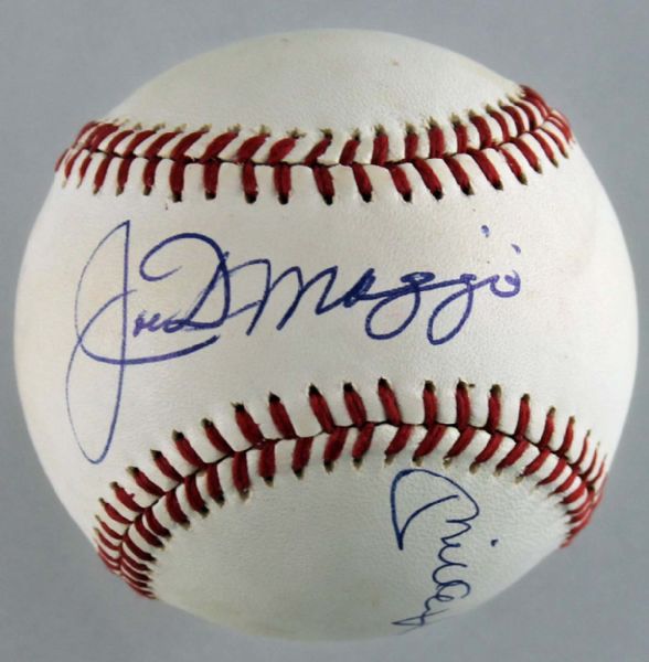 Mickey Mantle & Joe DiMaggio Dual Signed OAL Baseball (PSA/DNA)