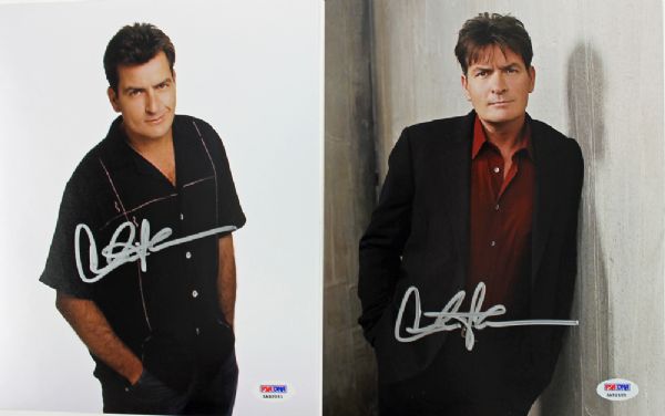 Charlie Sheen: Lot of Two Signed 8" x 10" Color Photos (PSA/DNA)