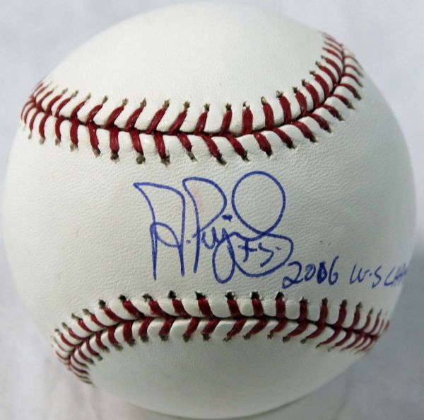 Albert Pujols Signed OML Baseball with "06 WS Champs" Insc. (MLB Hologram)