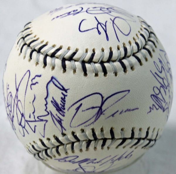 2008 AL All-Star Team Signed Baseball with Jeter, Ichiro, Rivera, Halladay, Ramirez, Hamilton, etc. (29 Sigs) (MLB Hologram)