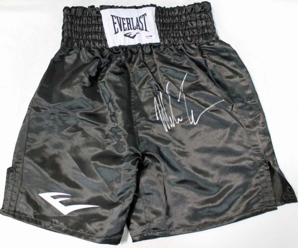Mike Tyson Signed Black Everlast Pro Model Boxing Trunks (PSA/DNA)