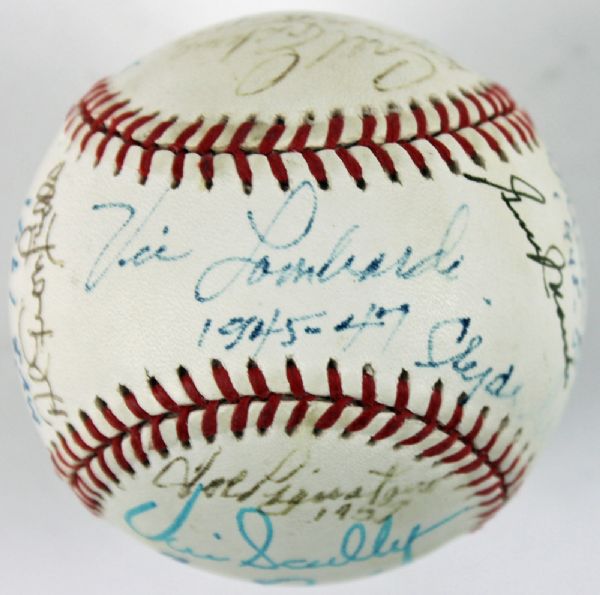 Dodger Greats Signed ONL Jackie Robinson Commemorative Baseball with Scully, Branca, Roe, etc.