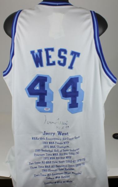 Jerry West Signed Custom Lakers Limited Edition Embroidered Stat Jersey (PSA/DNA)